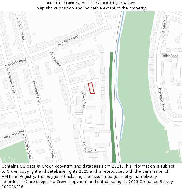 41, THE RIDINGS, MIDDLESBROUGH, TS4 2WA: Location map and indicative extent of plot