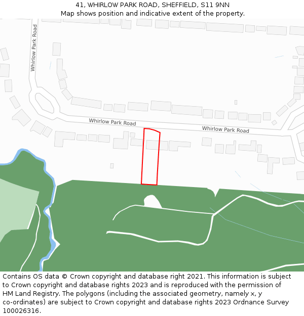 41, WHIRLOW PARK ROAD, SHEFFIELD, S11 9NN: Location map and indicative extent of plot