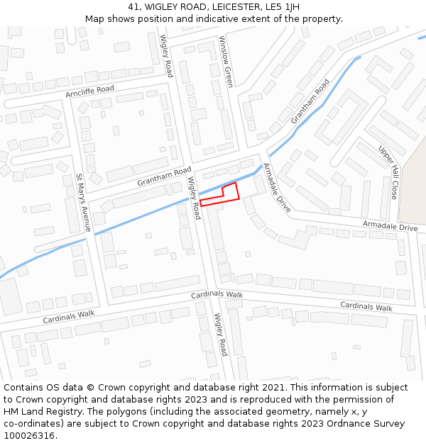 41, WIGLEY ROAD, LEICESTER, LE5 1JH: Location map and indicative extent of plot