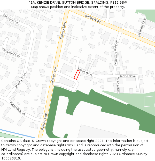 41A, KENZIE DRIVE, SUTTON BRIDGE, SPALDING, PE12 9SW: Location map and indicative extent of plot