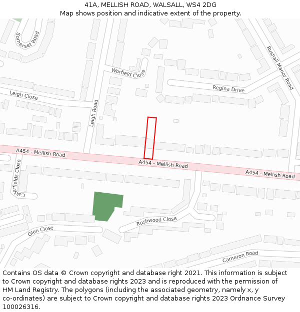 41A, MELLISH ROAD, WALSALL, WS4 2DG: Location map and indicative extent of plot