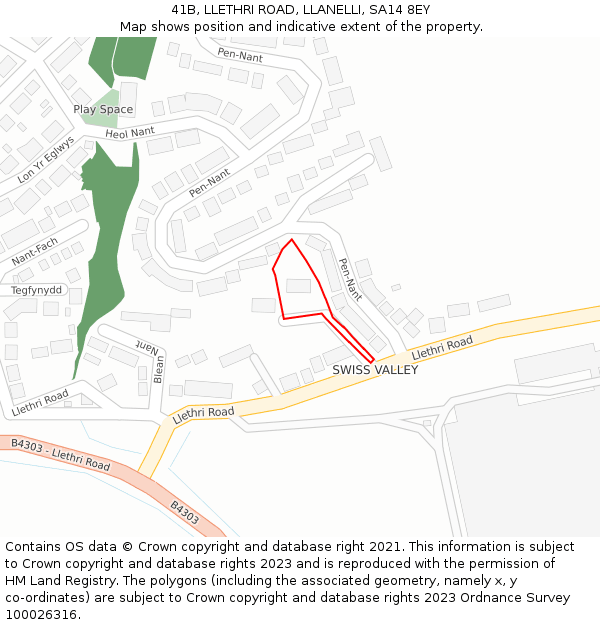 41B, LLETHRI ROAD, LLANELLI, SA14 8EY: Location map and indicative extent of plot