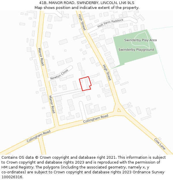 41B, MANOR ROAD, SWINDERBY, LINCOLN, LN6 9LS: Location map and indicative extent of plot