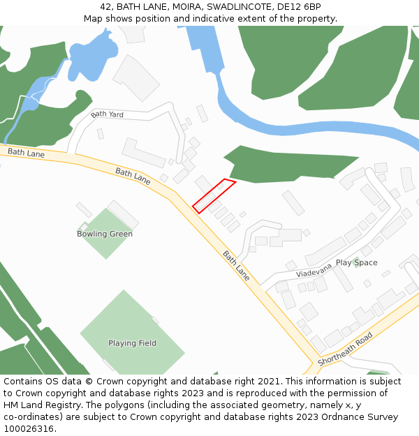 42, BATH LANE, MOIRA, SWADLINCOTE, DE12 6BP: Location map and indicative extent of plot