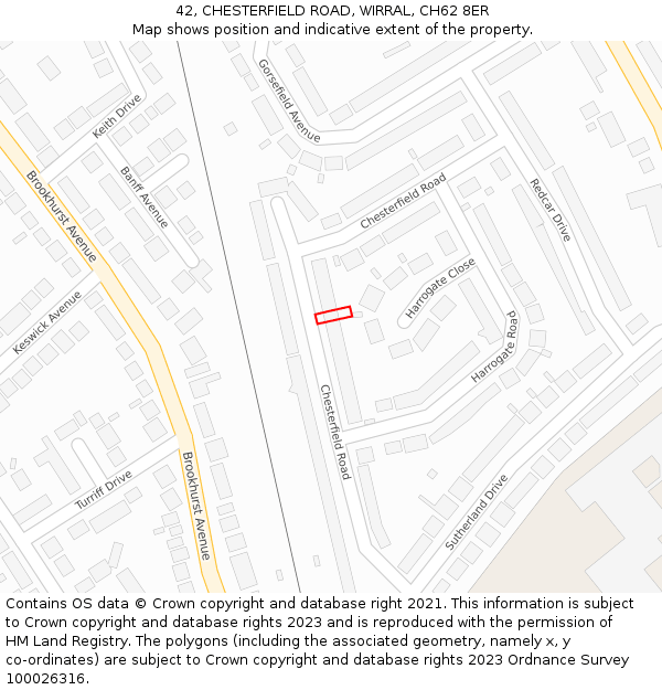 42, CHESTERFIELD ROAD, WIRRAL, CH62 8ER: Location map and indicative extent of plot