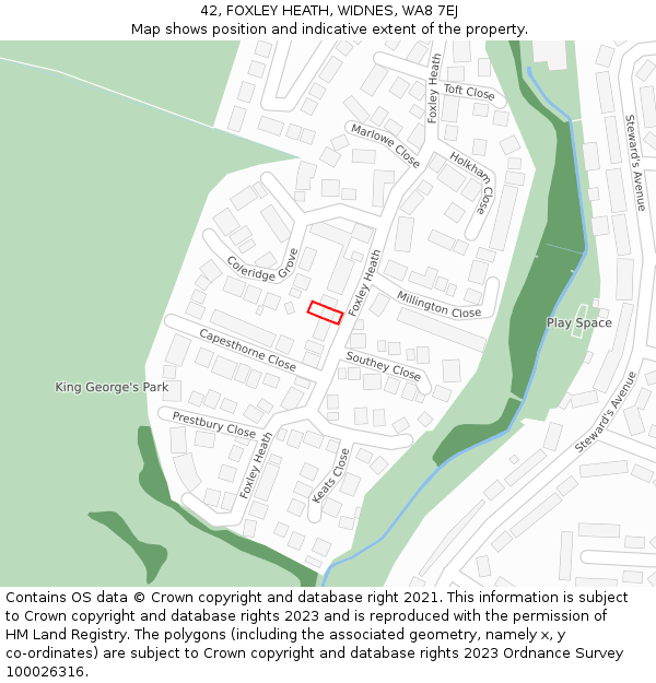 42, FOXLEY HEATH, WIDNES, WA8 7EJ: Location map and indicative extent of plot