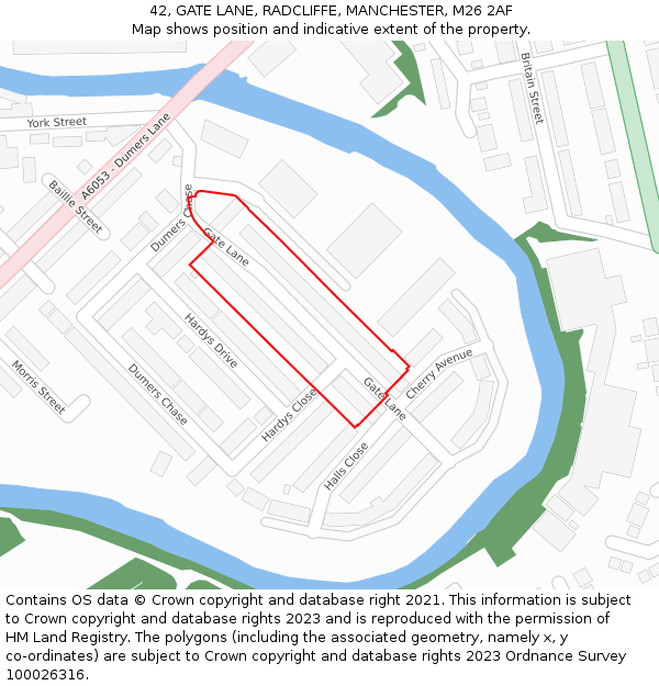 42, GATE LANE, RADCLIFFE, MANCHESTER, M26 2AF: Location map and indicative extent of plot