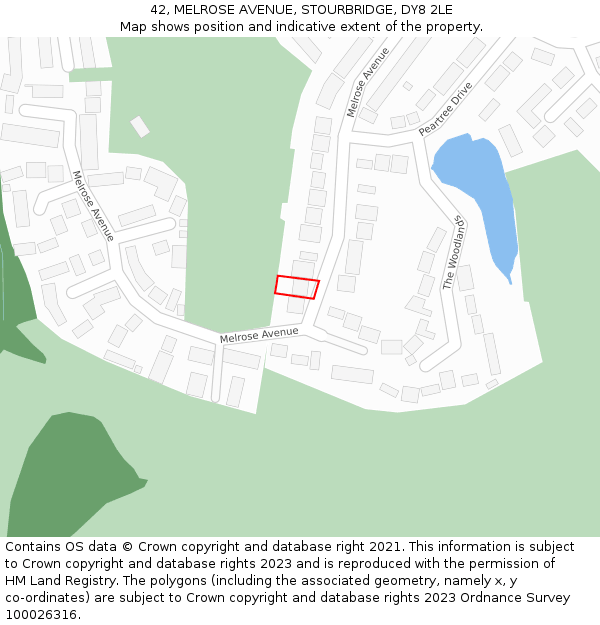 42, MELROSE AVENUE, STOURBRIDGE, DY8 2LE: Location map and indicative extent of plot