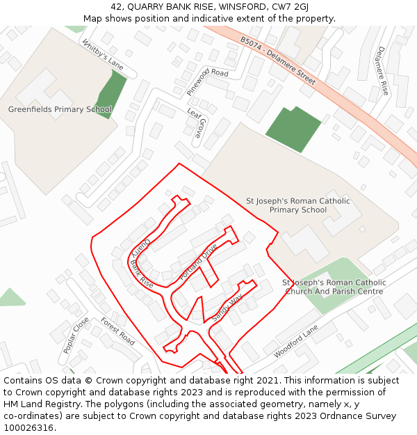 42, QUARRY BANK RISE, WINSFORD, CW7 2GJ: Location map and indicative extent of plot