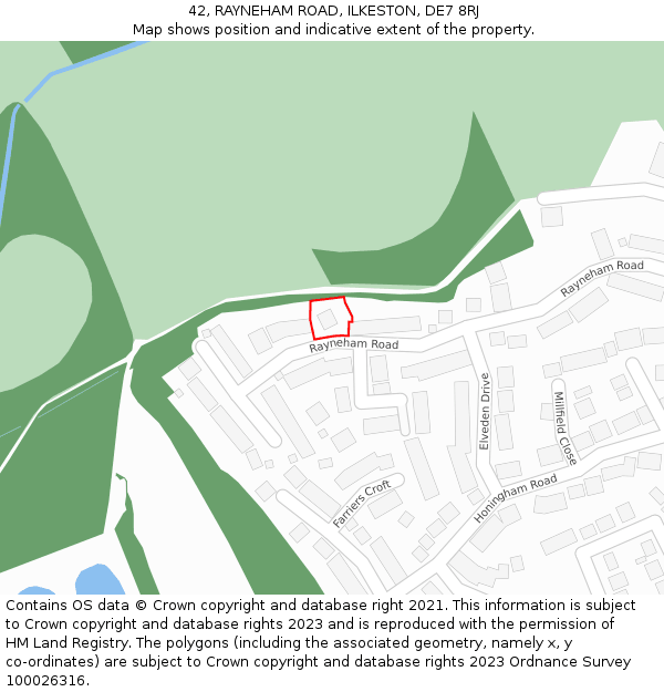 42, RAYNEHAM ROAD, ILKESTON, DE7 8RJ: Location map and indicative extent of plot