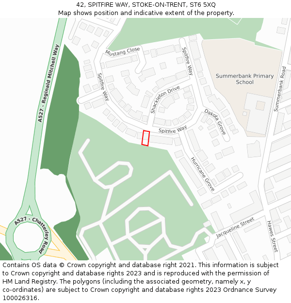 42, SPITFIRE WAY, STOKE-ON-TRENT, ST6 5XQ: Location map and indicative extent of plot