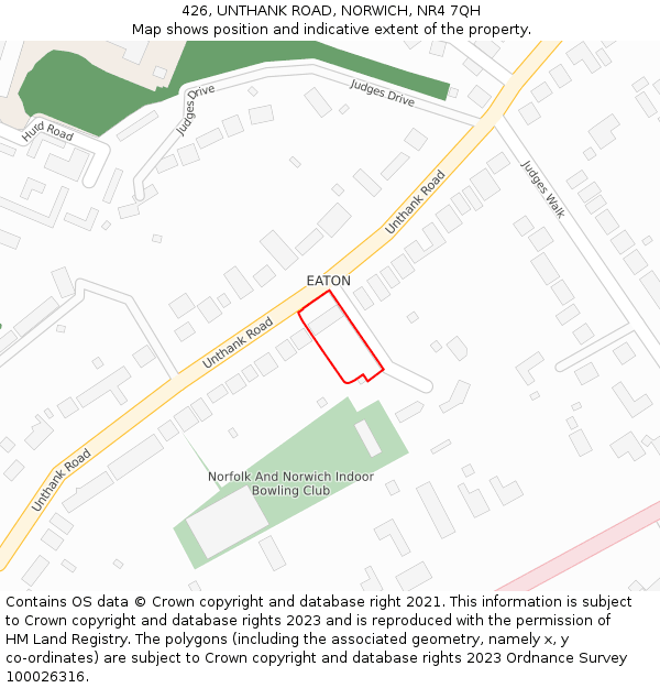 426, UNTHANK ROAD, NORWICH, NR4 7QH: Location map and indicative extent of plot