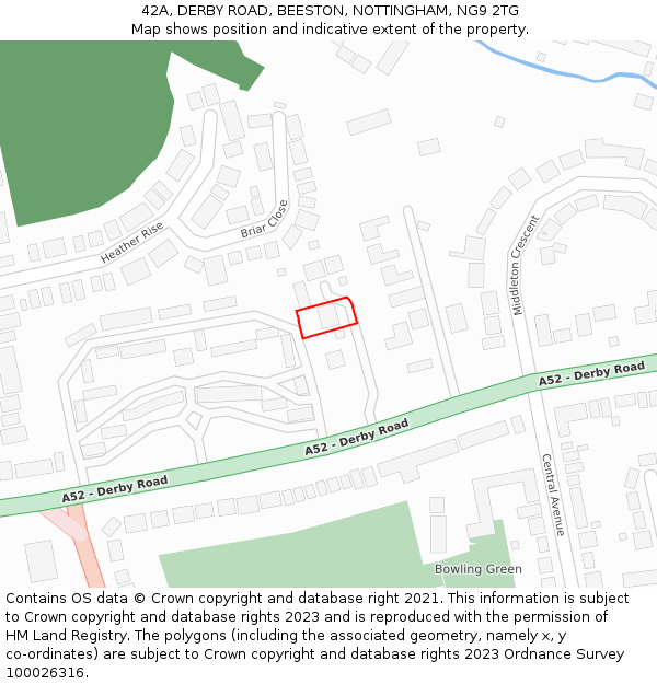 42A, DERBY ROAD, BEESTON, NOTTINGHAM, NG9 2TG: Location map and indicative extent of plot