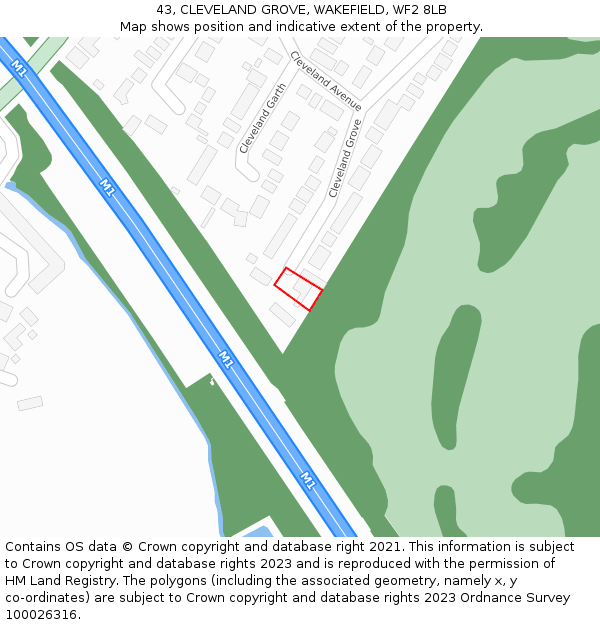 43, CLEVELAND GROVE, WAKEFIELD, WF2 8LB: Location map and indicative extent of plot