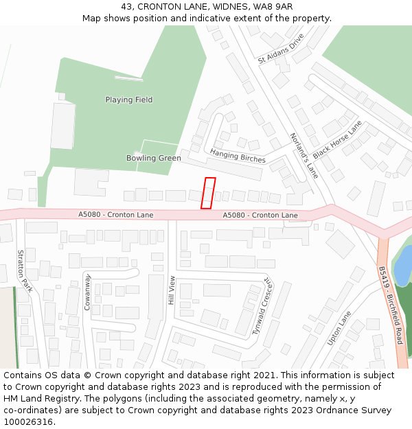 43, CRONTON LANE, WIDNES, WA8 9AR: Location map and indicative extent of plot