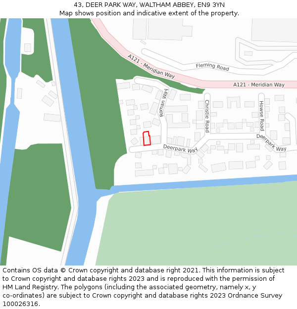 43, DEER PARK WAY, WALTHAM ABBEY, EN9 3YN: Location map and indicative extent of plot