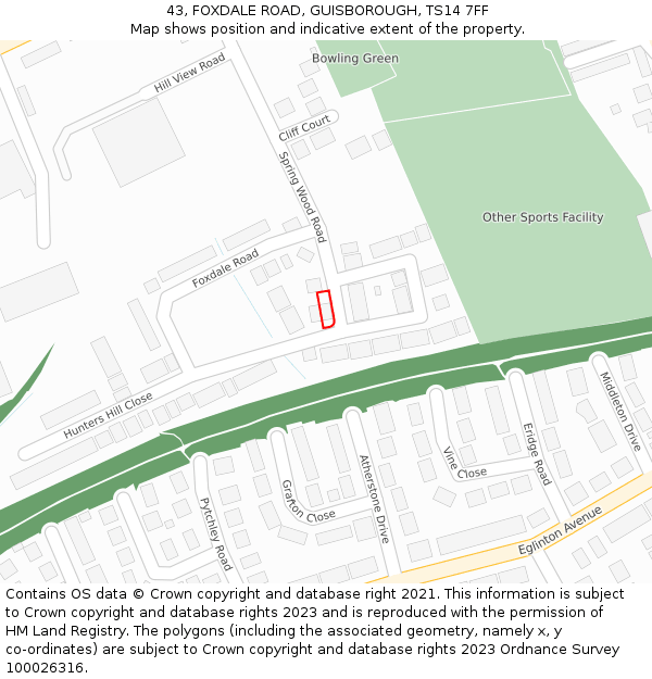 43, FOXDALE ROAD, GUISBOROUGH, TS14 7FF: Location map and indicative extent of plot