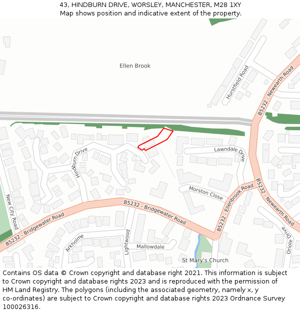 43, HINDBURN DRIVE, WORSLEY, MANCHESTER, M28 1XY: Location map and indicative extent of plot