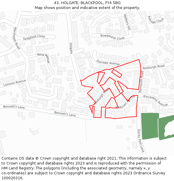 43, HOLGATE, BLACKPOOL, FY4 5BG: Location map and indicative extent of plot