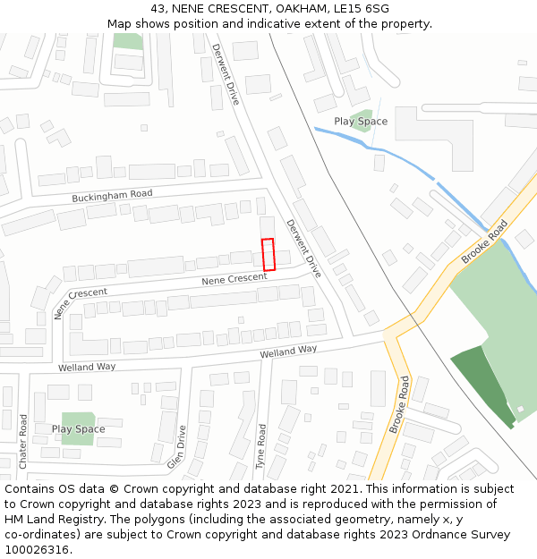 43, NENE CRESCENT, OAKHAM, LE15 6SG: Location map and indicative extent of plot