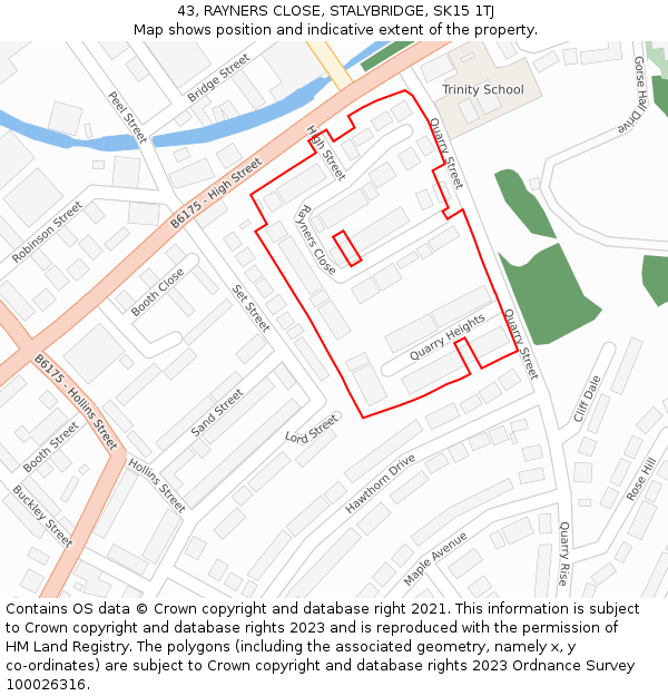 43, RAYNERS CLOSE, STALYBRIDGE, SK15 1TJ: Location map and indicative extent of plot