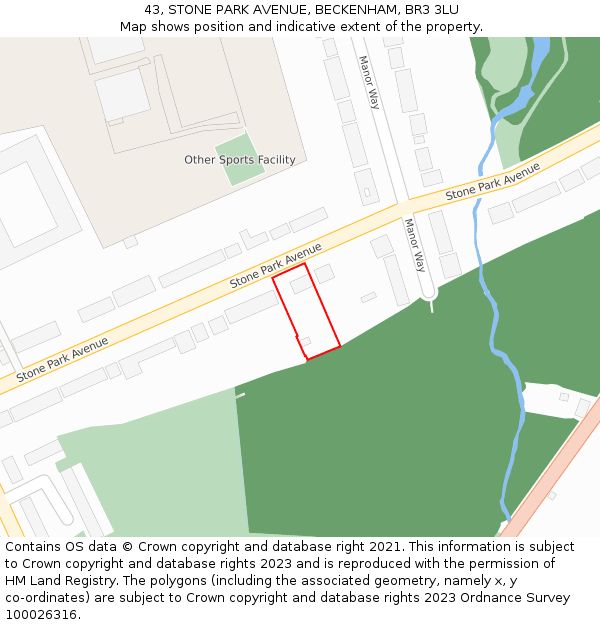 43, STONE PARK AVENUE, BECKENHAM, BR3 3LU: Location map and indicative extent of plot