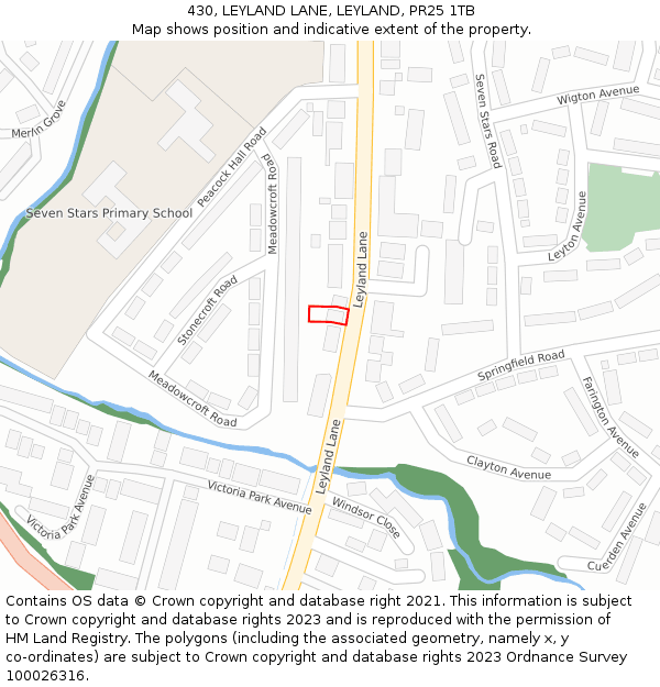 430, LEYLAND LANE, LEYLAND, PR25 1TB: Location map and indicative extent of plot