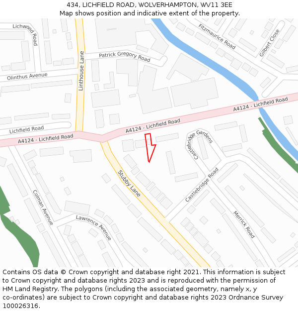 434, LICHFIELD ROAD, WOLVERHAMPTON, WV11 3EE: Location map and indicative extent of plot