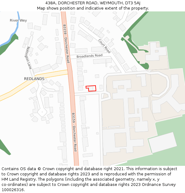 438A, DORCHESTER ROAD, WEYMOUTH, DT3 5AJ: Location map and indicative extent of plot