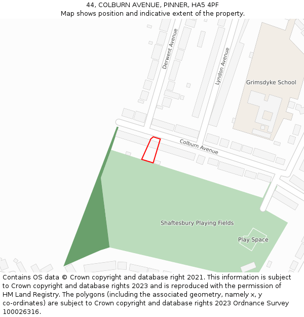 44, COLBURN AVENUE, PINNER, HA5 4PF: Location map and indicative extent of plot