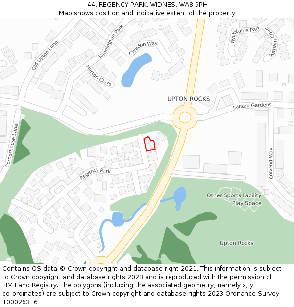 44, REGENCY PARK, WIDNES, WA8 9PH: Location map and indicative extent of plot