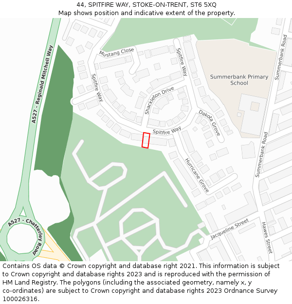 44, SPITFIRE WAY, STOKE-ON-TRENT, ST6 5XQ: Location map and indicative extent of plot
