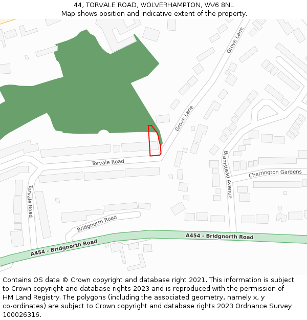 44, TORVALE ROAD, WOLVERHAMPTON, WV6 8NL: Location map and indicative extent of plot