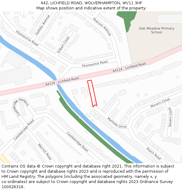 442, LICHFIELD ROAD, WOLVERHAMPTON, WV11 3HF: Location map and indicative extent of plot