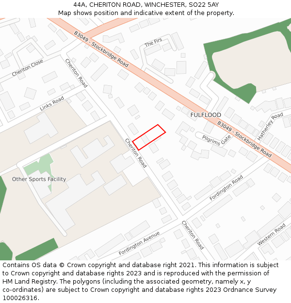 44A, CHERITON ROAD, WINCHESTER, SO22 5AY: Location map and indicative extent of plot