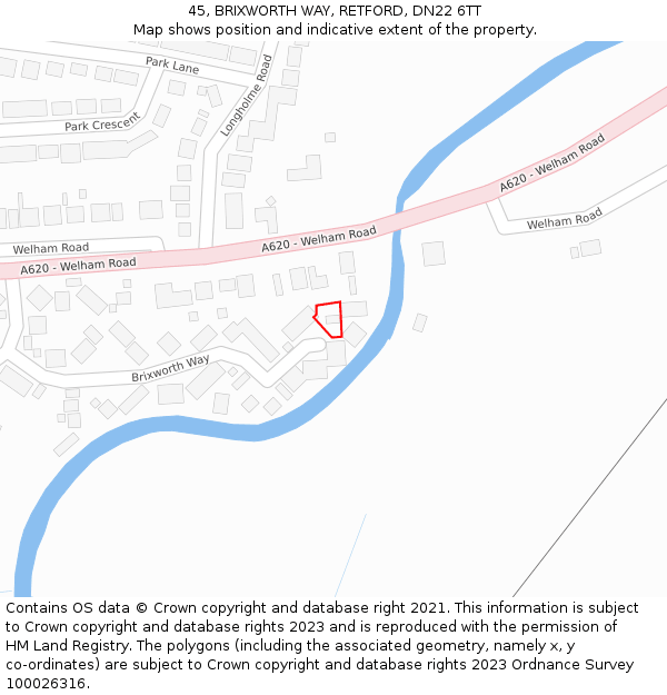 45, BRIXWORTH WAY, RETFORD, DN22 6TT: Location map and indicative extent of plot