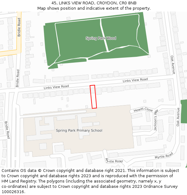 45, LINKS VIEW ROAD, CROYDON, CR0 8NB: Location map and indicative extent of plot