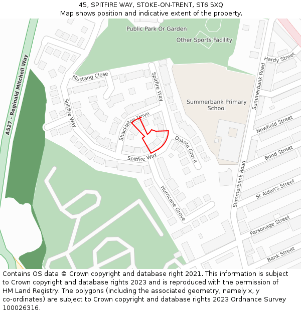 45, SPITFIRE WAY, STOKE-ON-TRENT, ST6 5XQ: Location map and indicative extent of plot