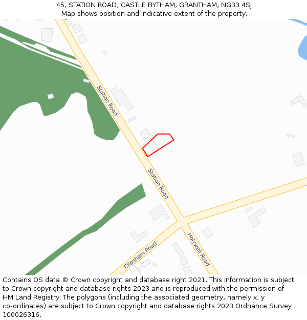 45, STATION ROAD, CASTLE BYTHAM, GRANTHAM, NG33 4SJ: Location map and indicative extent of plot