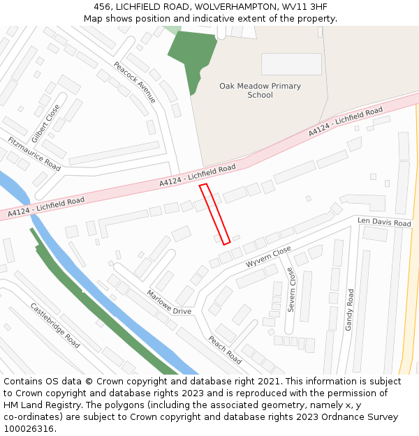 456, LICHFIELD ROAD, WOLVERHAMPTON, WV11 3HF: Location map and indicative extent of plot