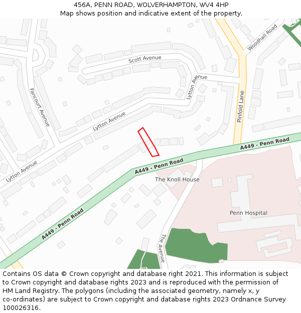 456A, PENN ROAD, WOLVERHAMPTON, WV4 4HP: Location map and indicative extent of plot