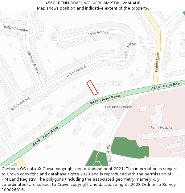 456C, PENN ROAD, WOLVERHAMPTON, WV4 4HP: Location map and indicative extent of plot