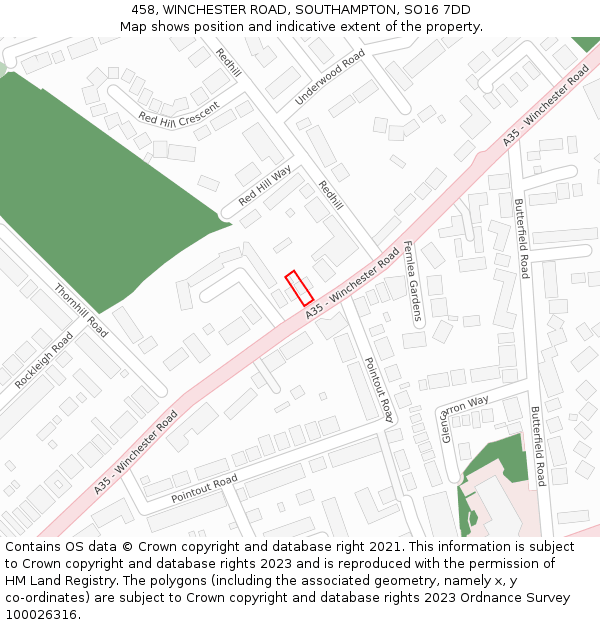 458, WINCHESTER ROAD, SOUTHAMPTON, SO16 7DD: Location map and indicative extent of plot