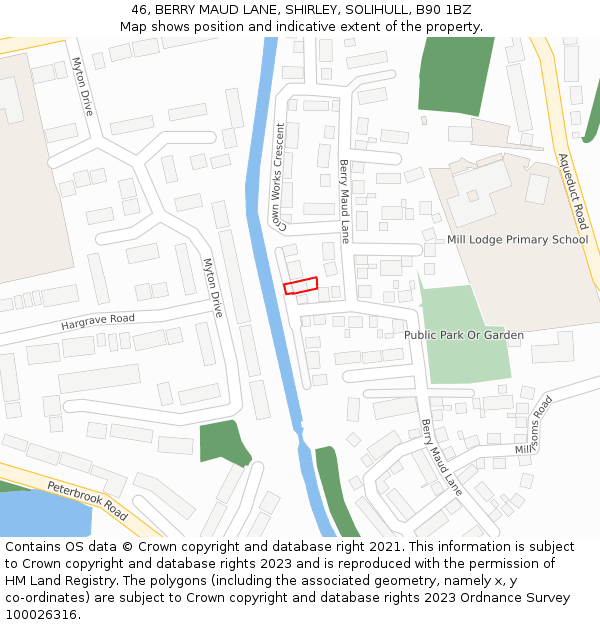 46, BERRY MAUD LANE, SHIRLEY, SOLIHULL, B90 1BZ: Location map and indicative extent of plot