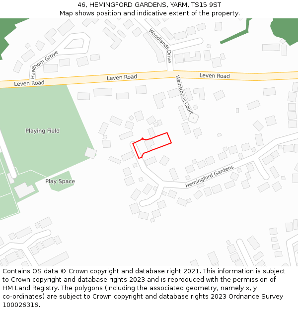 46, HEMINGFORD GARDENS, YARM, TS15 9ST: Location map and indicative extent of plot