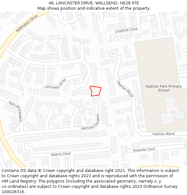 46, LANCASTER DRIVE, WALLSEND, NE28 9TE: Location map and indicative extent of plot