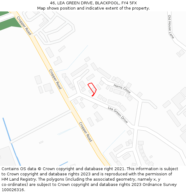 46, LEA GREEN DRIVE, BLACKPOOL, FY4 5FX: Location map and indicative extent of plot