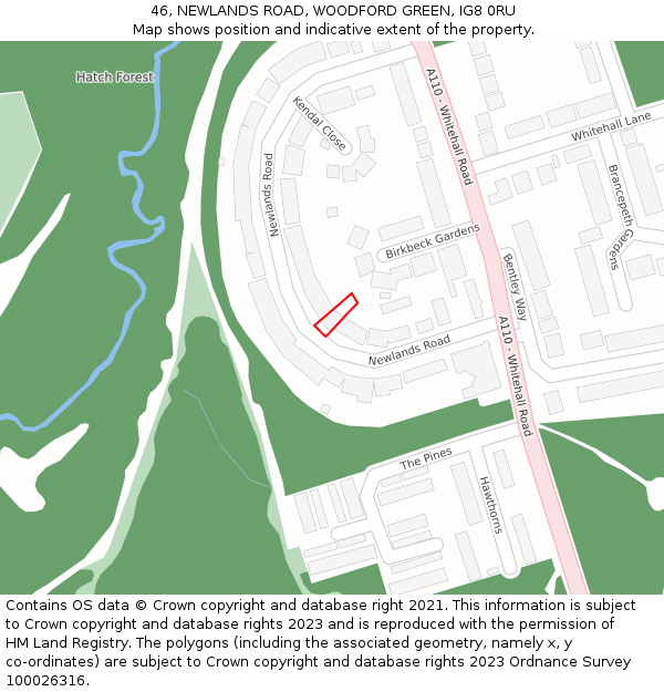 46, NEWLANDS ROAD, WOODFORD GREEN, IG8 0RU: Location map and indicative extent of plot