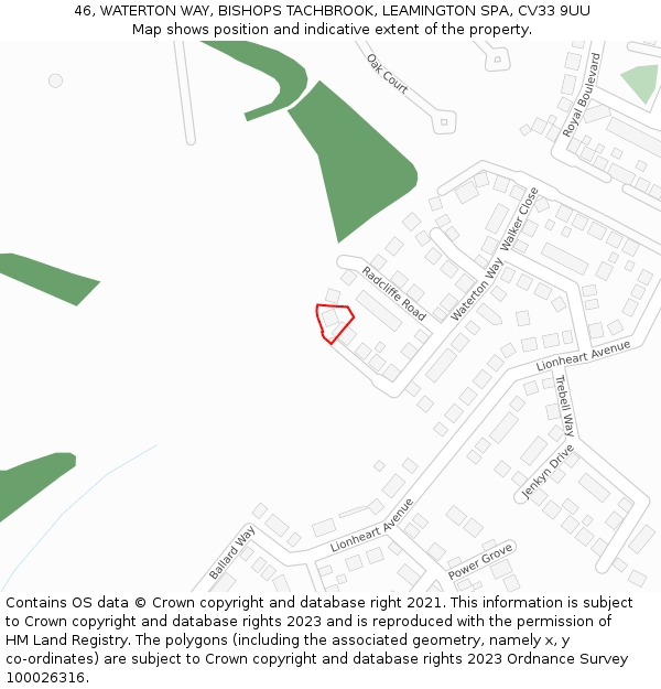 46, WATERTON WAY, BISHOPS TACHBROOK, LEAMINGTON SPA, CV33 9UU: Location map and indicative extent of plot