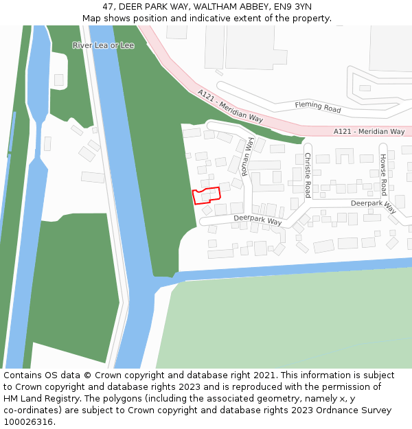 47, DEER PARK WAY, WALTHAM ABBEY, EN9 3YN: Location map and indicative extent of plot